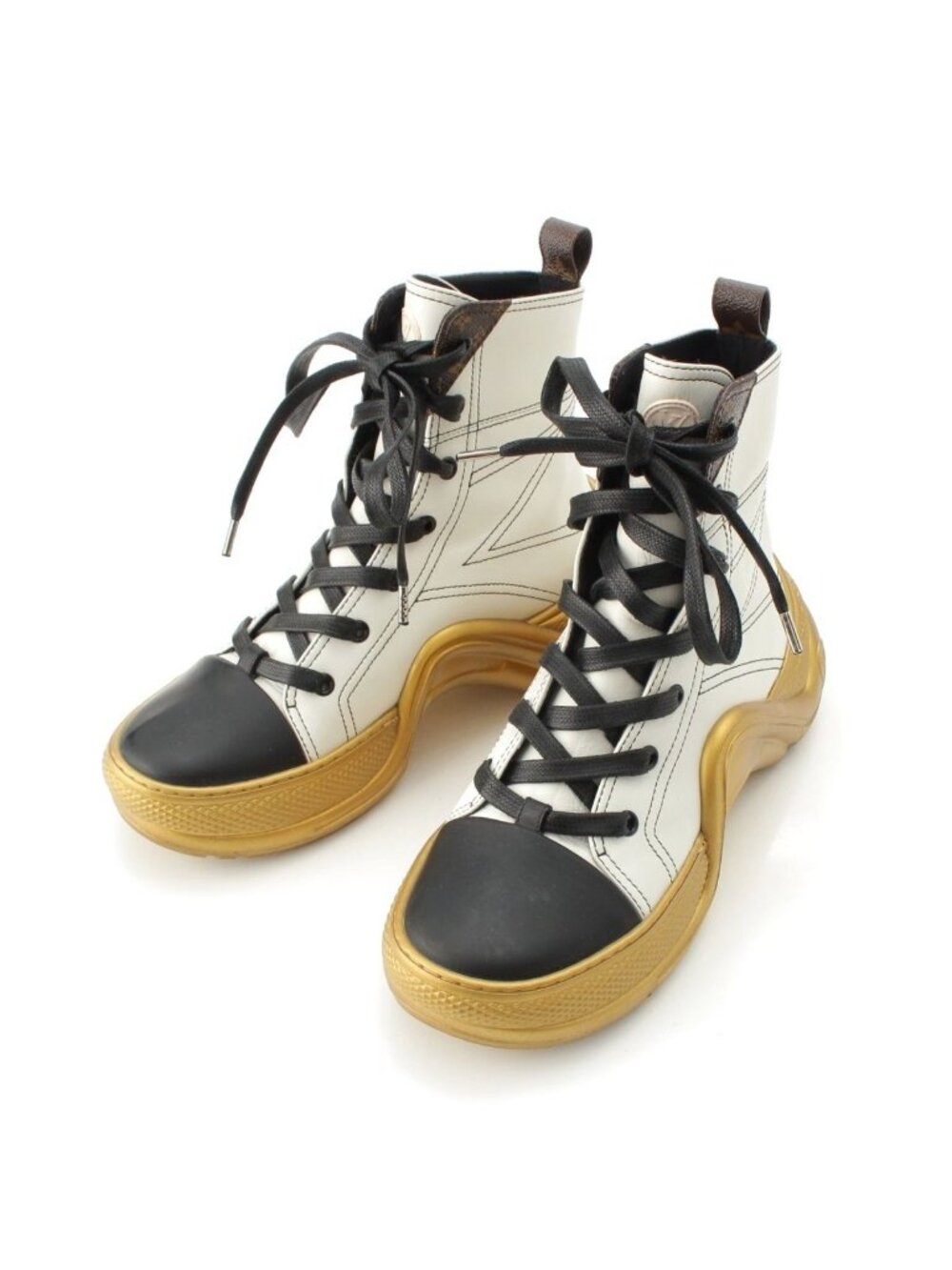 Louis Vuitton Archlight Monogram Lace-up High-Top Sneakers Gold White